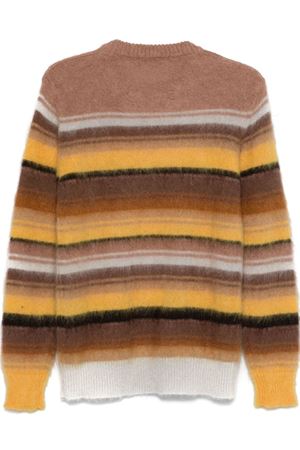 Maglione a righe in misto mohair marrone ROBERTO COLLINA | RA27001LINO